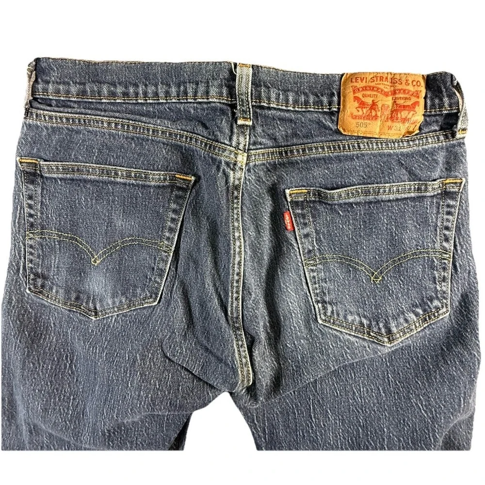Levis 505 Jeans Mens Sz 31x30 (30x28.5 Now) Straight Fit Stretch Whiskered Blue